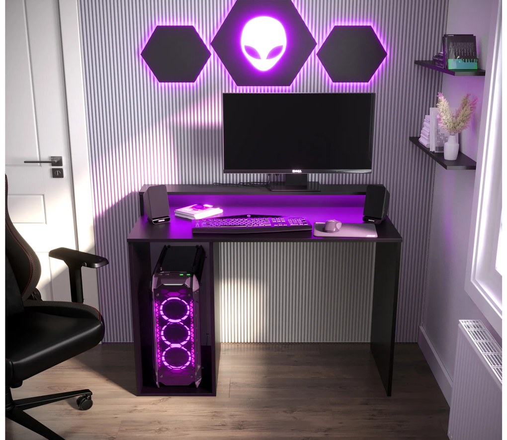 Masă PC pentru gaming Garrick 2 (negru) (cu iluminat LED RGB). 1064135