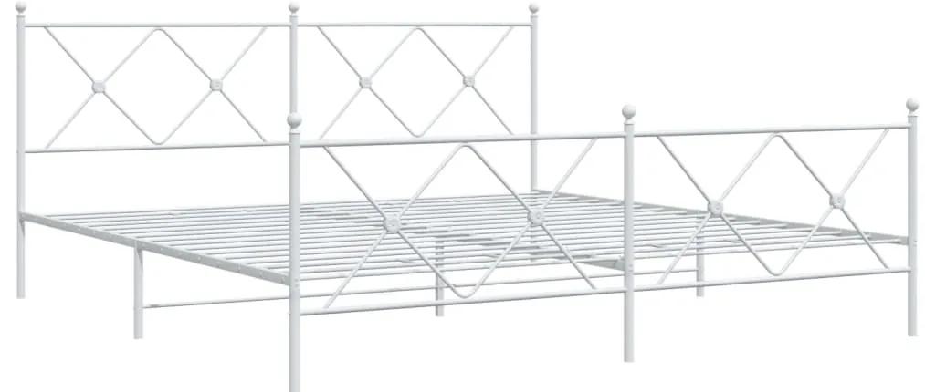 376573 vidaXL Cadru de pat metalic cu tăblie de cap/picioare, alb, 180x200 cm