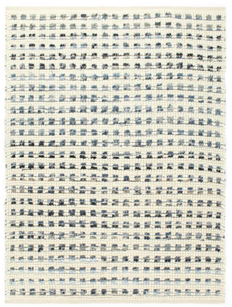 Covor din lana cu denim, albastru alb, 140 x 200 cm 140x200 cm
