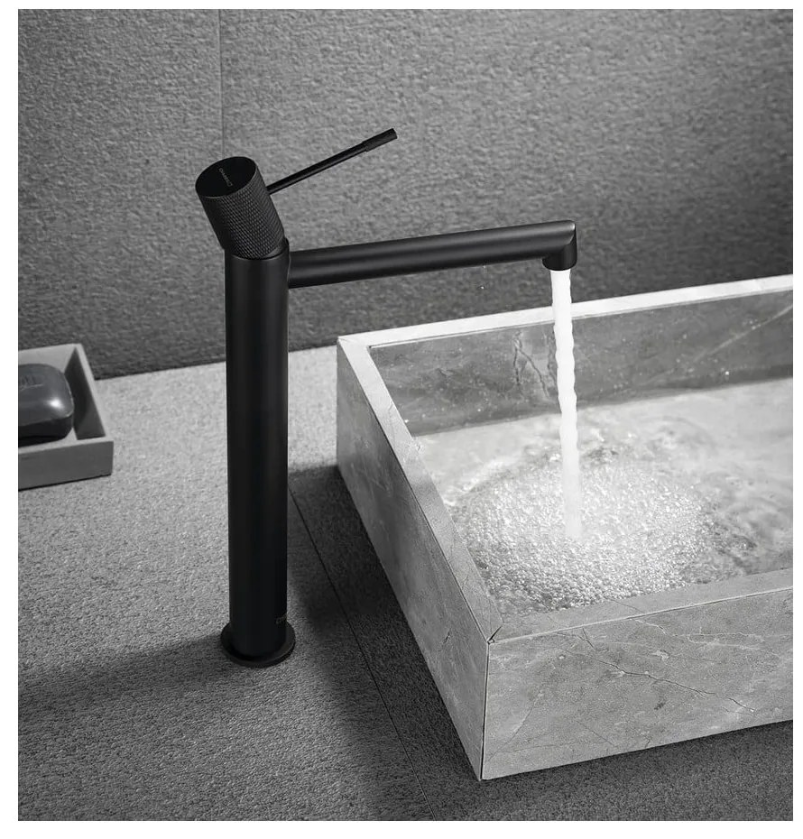 Baterie negru-mat pentru chiuvetă înaltă Solaris – Sapho