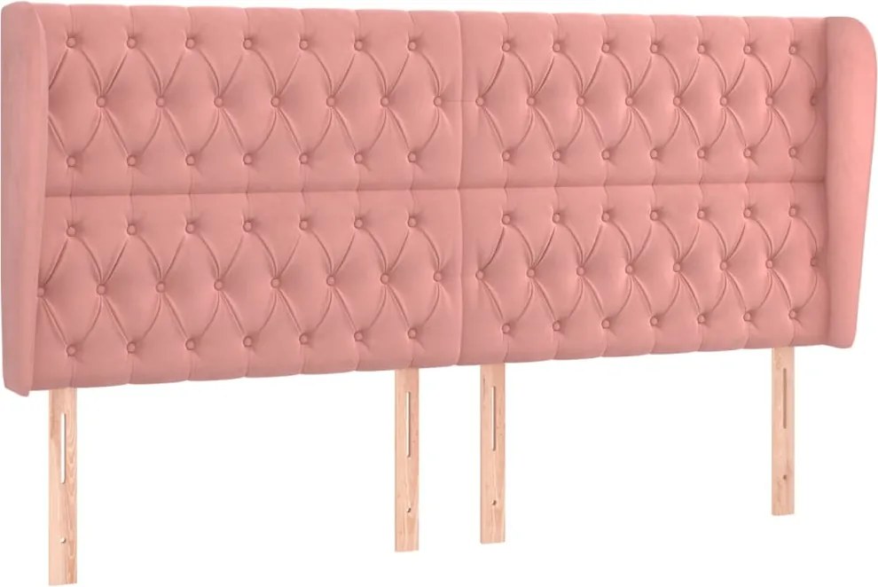 vidaXL Tăblie de pat cu aripioare, roz, 203x23x118/128 cm, catifea
