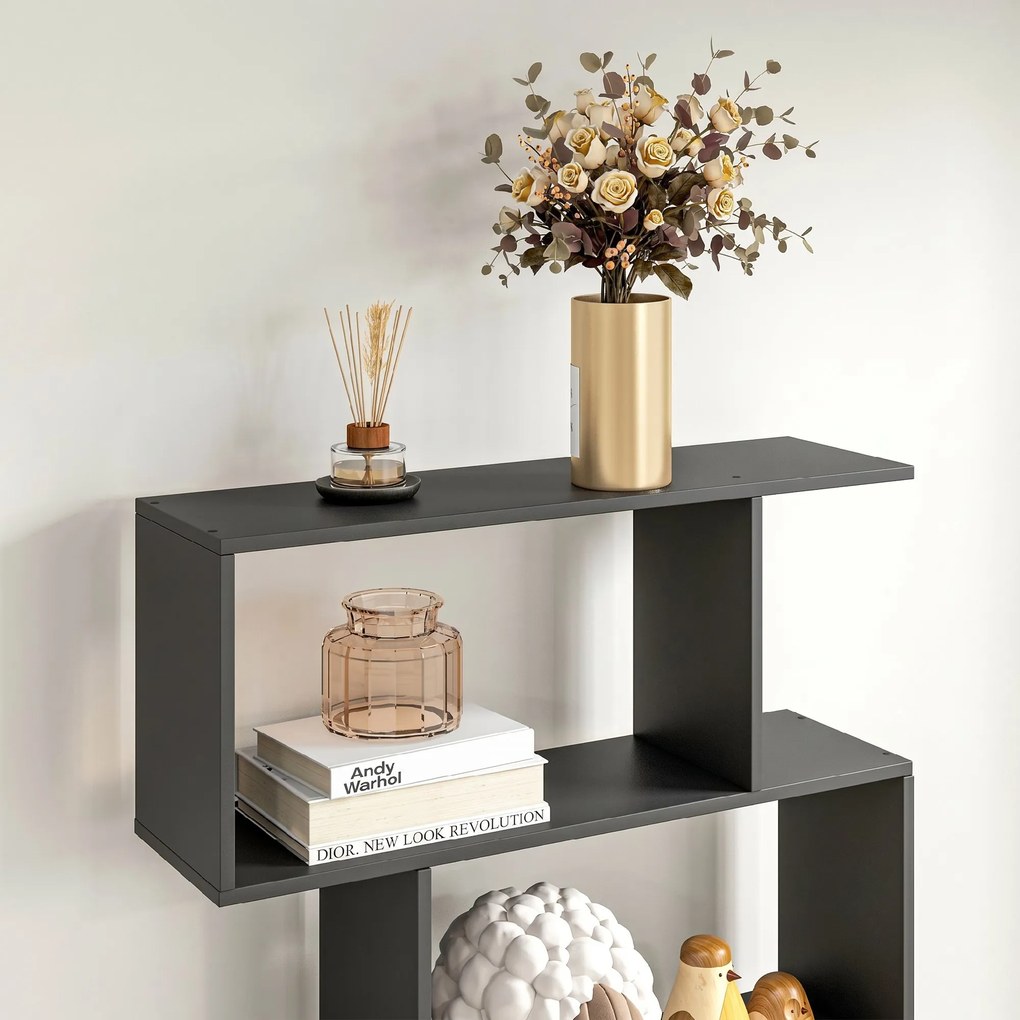 HOMCOM Bibliotecă din Lemn, Design Modern cu 6 Rafturi, 80x23x192 cm, Negru | Aosom Romania