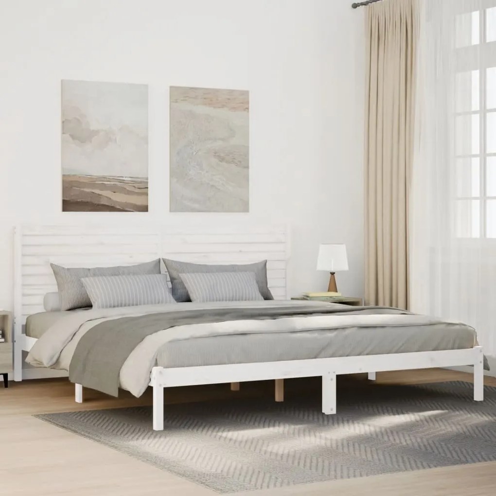 vidaXL Cadru pat foarte lung fără saltea, alb, 180x220 cm lemn masiv