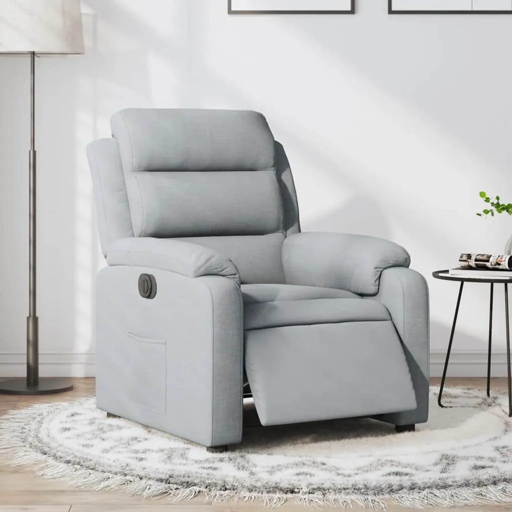 vidaXL Fotoliu rabatabil electric, gri deschis, textil
