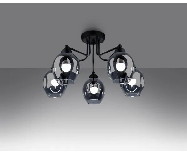 Lustră pe tijă FILLAN 5xE27/60W/230V neagră Sollux SL.1145