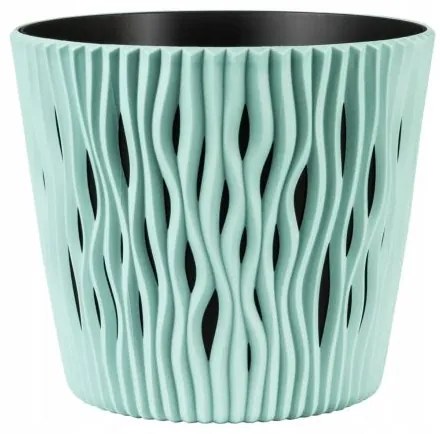 Ghiveci decorativ de flori, rotund, verde, 22.5x19.2 cm, Sandy Round