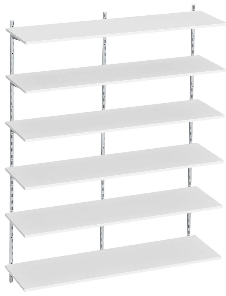 Raft perete cu 6 polite, reglabil,120x30x200 cm, PAL Alb