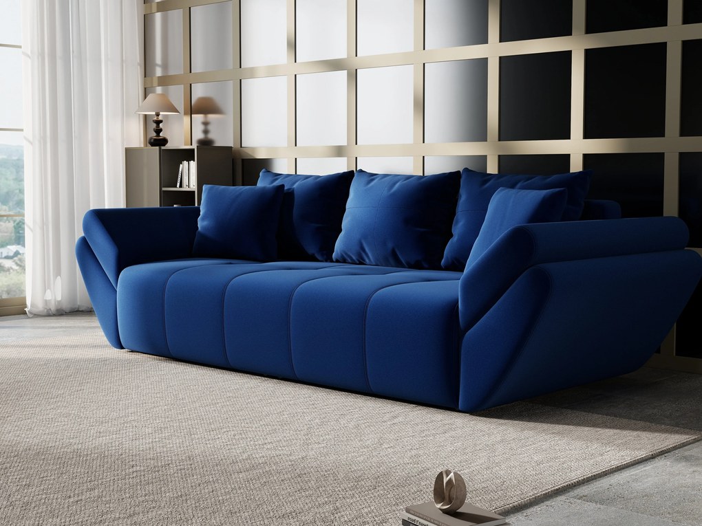 Canapea extensibilă dumonde cu ladă de depozitare si sezut confortabil din spuma high-density, Berlin Royal Blue 250x100 cm