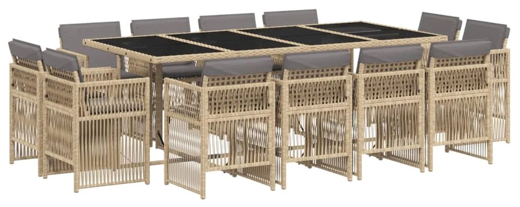 3211044 vidaXL Set mobilier grădină cu perne, 13 piese, bej combinat poliratan