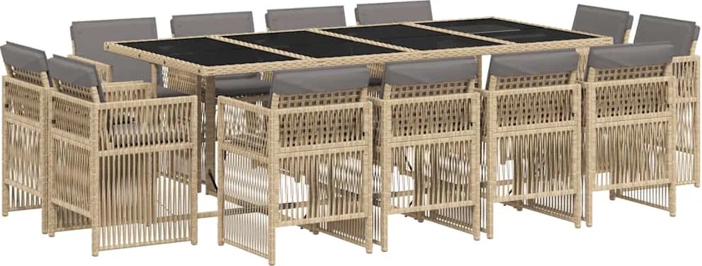 vidaXL Set mobilier grădină cu perne, 13 piese, bej combinat poliratan