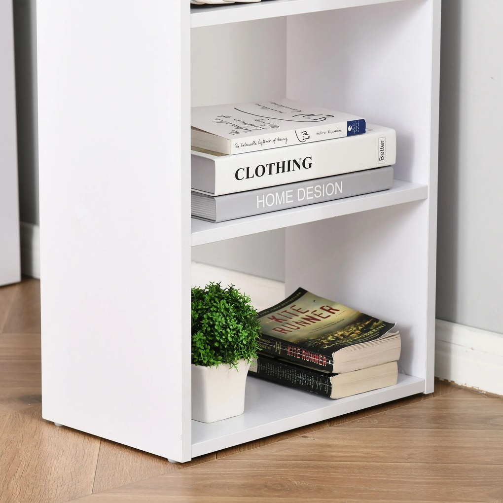 HOMCOM Birou modern alb cu 3 Sertare si Rafturi in Lemn 120x49x72cm