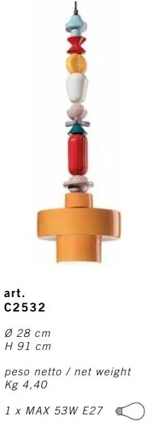 Pendul ceramic design italian realizat manual LARIAT H-91cm