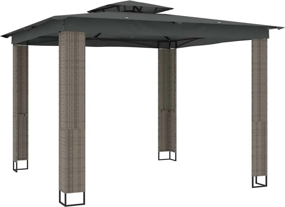 vidaXL Foișor cu acoperiș dublu, antracit, 2,94x2,94 m, oțel