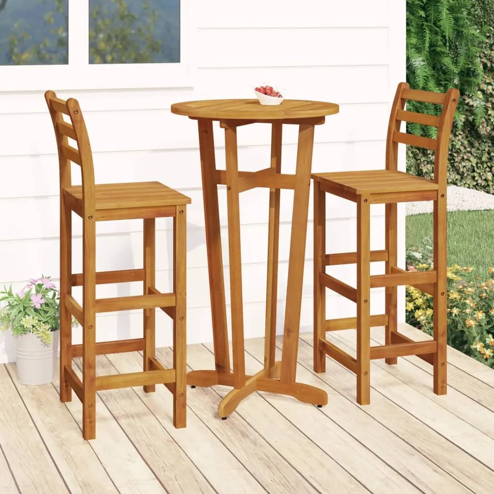 3154382 vidaXL Set mobilier de grădină, 3 piese, lemn masiv de acacia