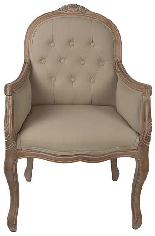 Fotoliu shabby chic, bej, stofa, 62x58x101 cm