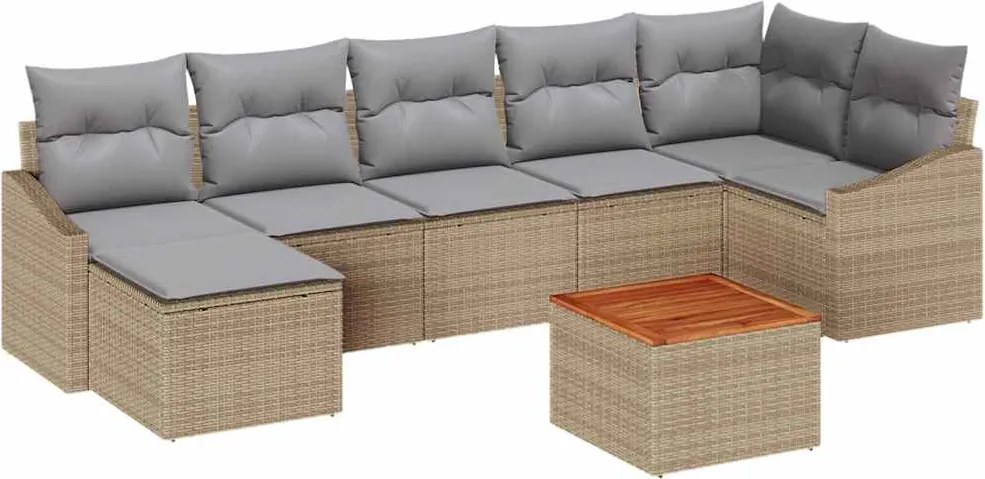 vidaXL Set de canapele pentru grădină 8 pcs Beige și gri deschis
