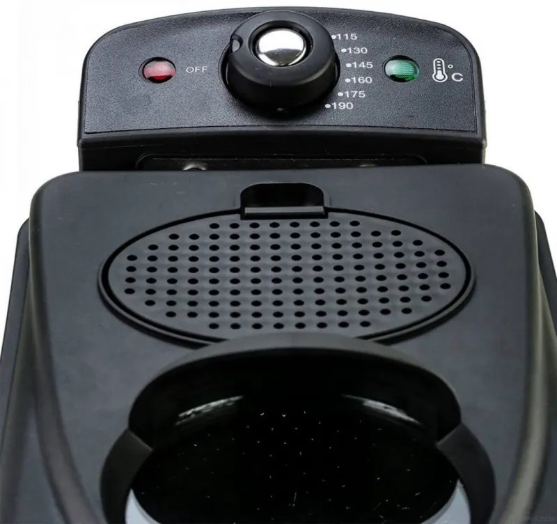 Friteuza Oliver Voltz OV51980H, 2000W, 2 L, Cos detasabil, Termostat 115-190°C, Inox/Negru