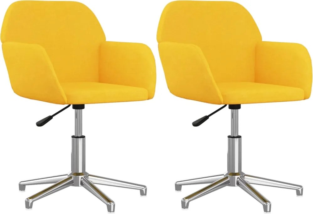 vidaXL Scaune de bucătărie pivotante, 2 buc., galben muștar, textil