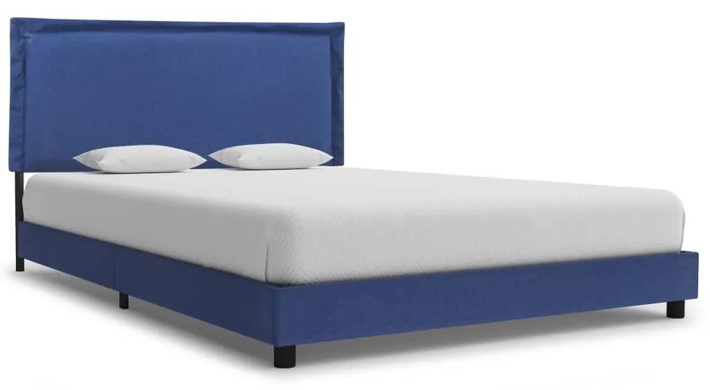 280993 vidaXL Cadru de pat, albastru, 140 x 200 cm, material textil