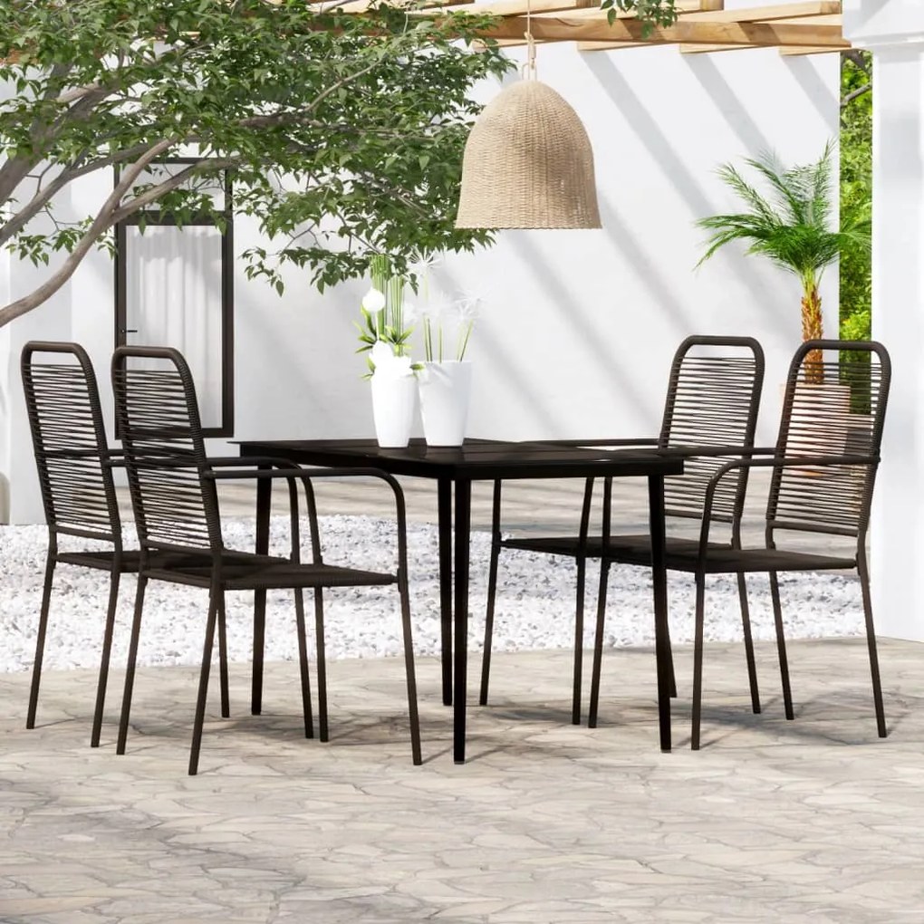Set de servit masa pentru gradina, 5 piese, negru