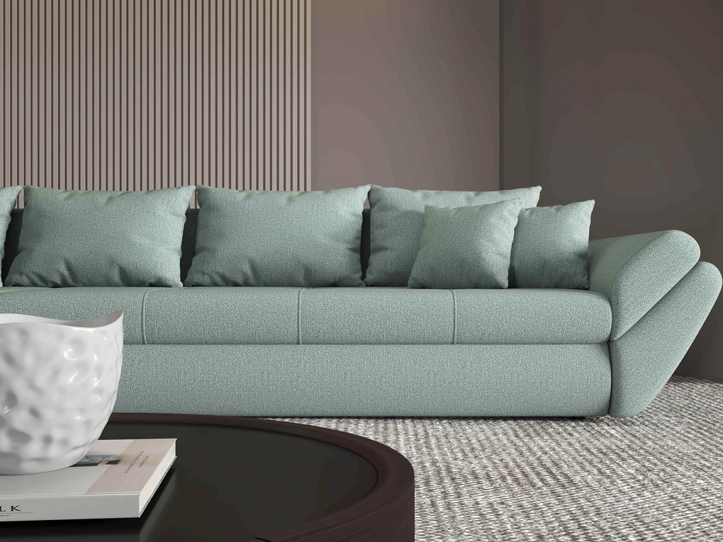 Colțar extensibil dumonde cu ladă de depozitare si sezut confortabil din spuma high-density, Loana XL Enjoy Mint 335x185 cm