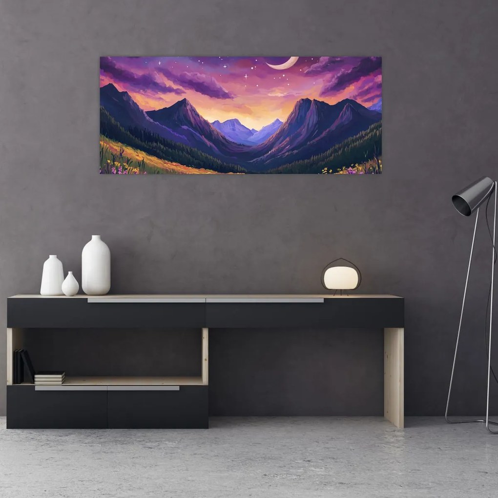 Tablou - Peisaj violet (120x50 cm)