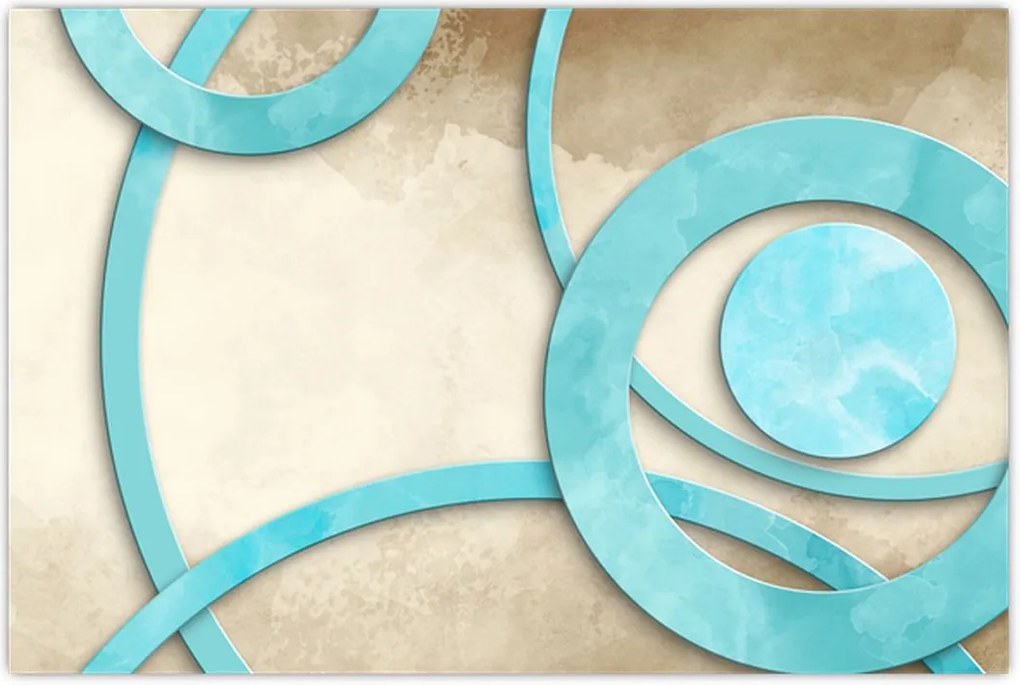 Tablou - Cercuri albastre acvarelă (90x60 cm)