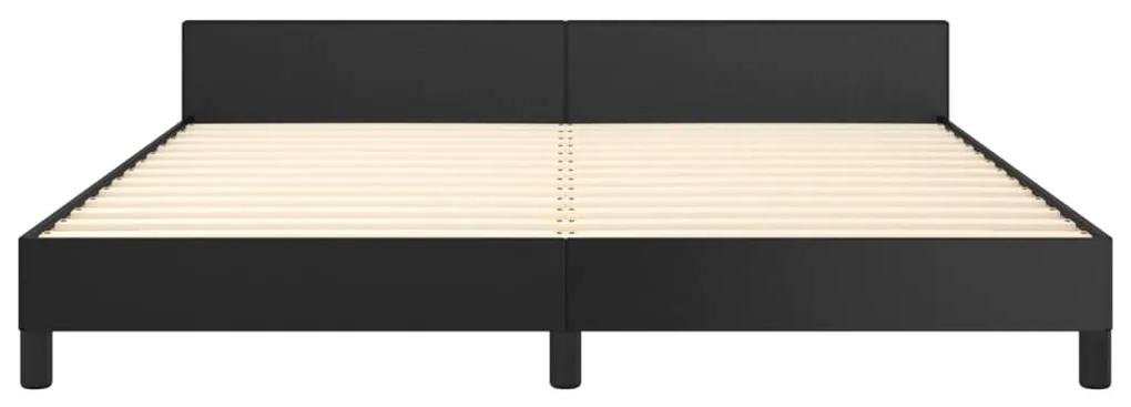 Cadru de pat cu tablie, negru, 180x200 cm, piele ecologica Negru, 180 x 200 cm, Design simplu