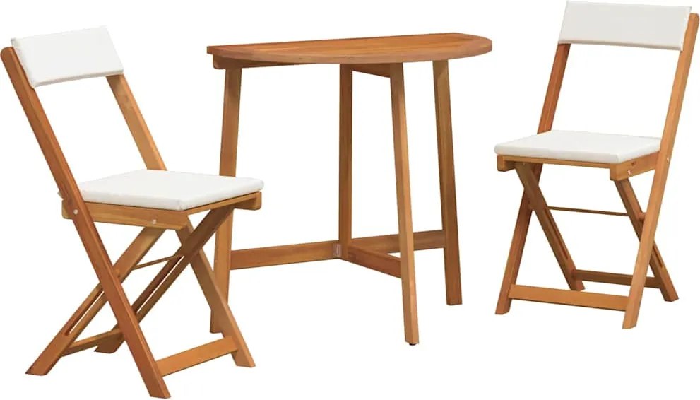 vidaXL Set bistro cu pernă 3 pcs Ulei Natural Lemn Solid de Acacia