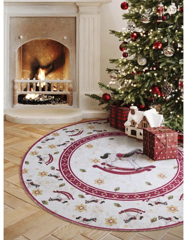 Covor roșu rotund ø 160 cm cu model de Crăciun Toy's Delight Rocking Horse – Villeroy&amp;Boch