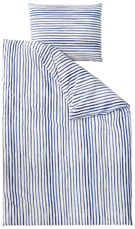 Lenjerie de pat din bumbac BLUE STRIPE alba Dimensiune lenjerie de pat: 80 x 80 cm | 140 x 200 cm