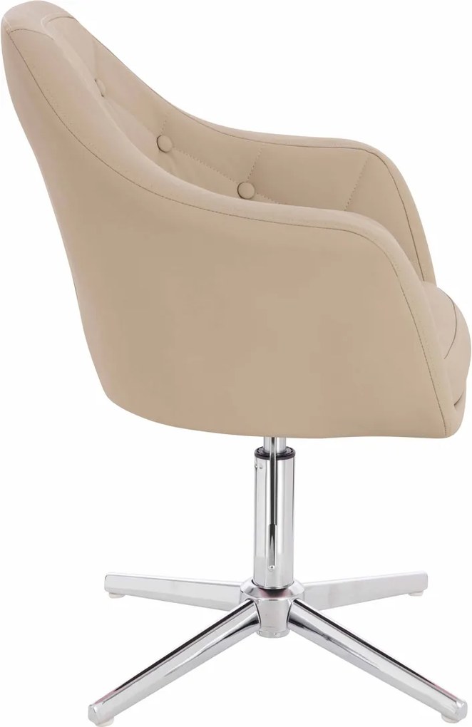 HR831CROSS Scaun Crem Piele Ecologica Premium Soft cu Bază Cromata