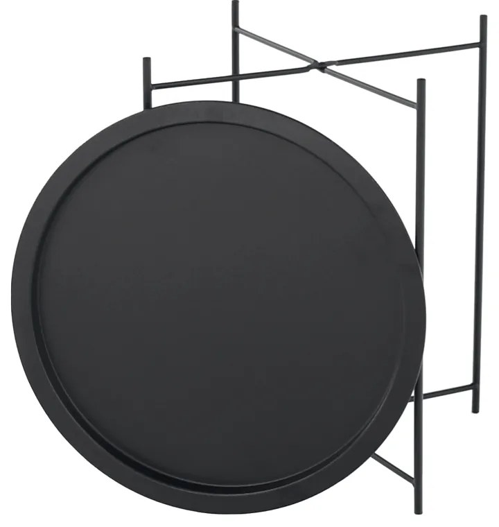 Măsuţă auxiliară cu tavă detaşabilă, negru, RENDER
