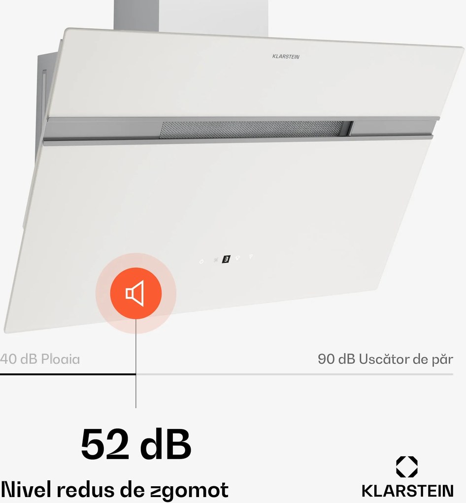 Klarstein Alina hotă, 60 cm, Smart, 600 m³/h, Silențioasă, EEC A