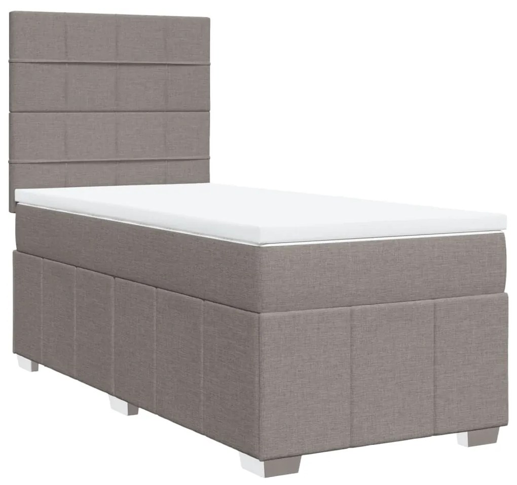 3291555 vidaXL Pat box spring cu saltea, gri taupe, 90x200 cm, textil