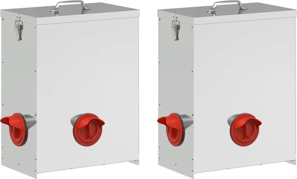 vidaXL Feeder pentru pui 2 pcs Argintiu 32,5 x 20,5 x 43 cm