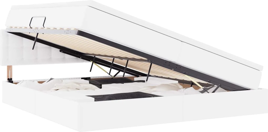 vidaXL Pat cu saltea și LED Gri deschis 200 x 200 cm Piele artificială