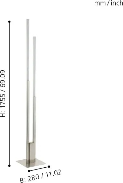 Eglo 55972 - Lampadar FRAIOLI-C LED RGBW dimabil LED/34W/230V crom mat + telecomandă