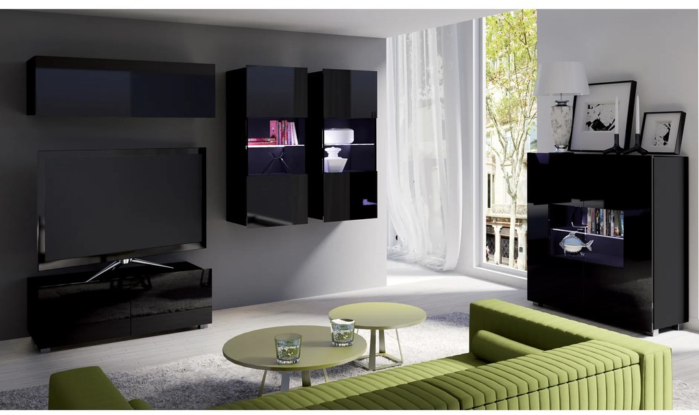 Mobilier living Calabria C12 (Negru) (fără iluminat). 1051640