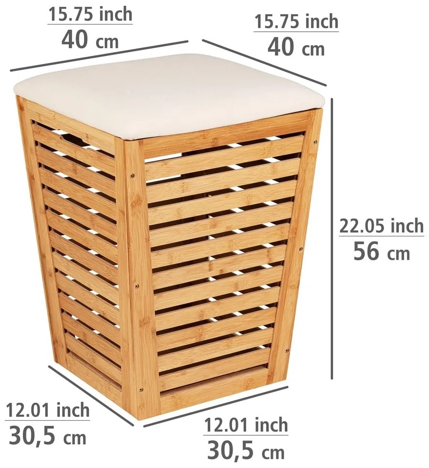 Coș de rufe din bambus 55 l - Wenko