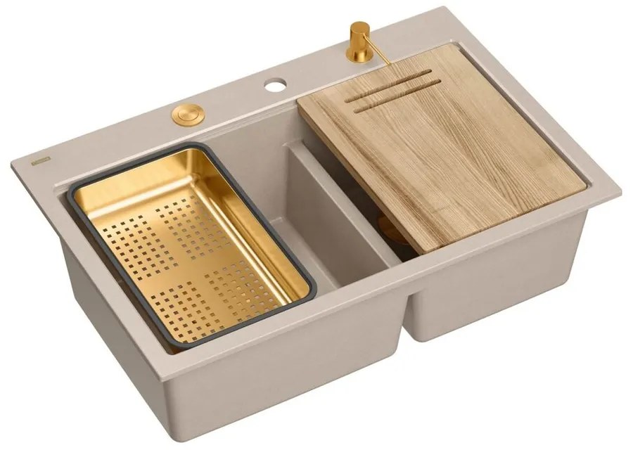 Statie de lucru incastrata Quadron Unique Marc 120 bej - cupru 76x50 cm