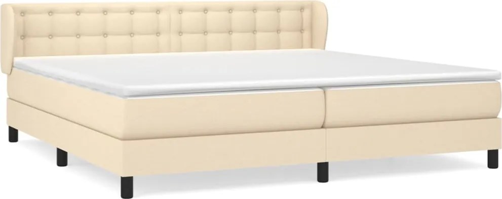 vidaXL Pat box spring cu saltea, crem, 200x200 cm, textil