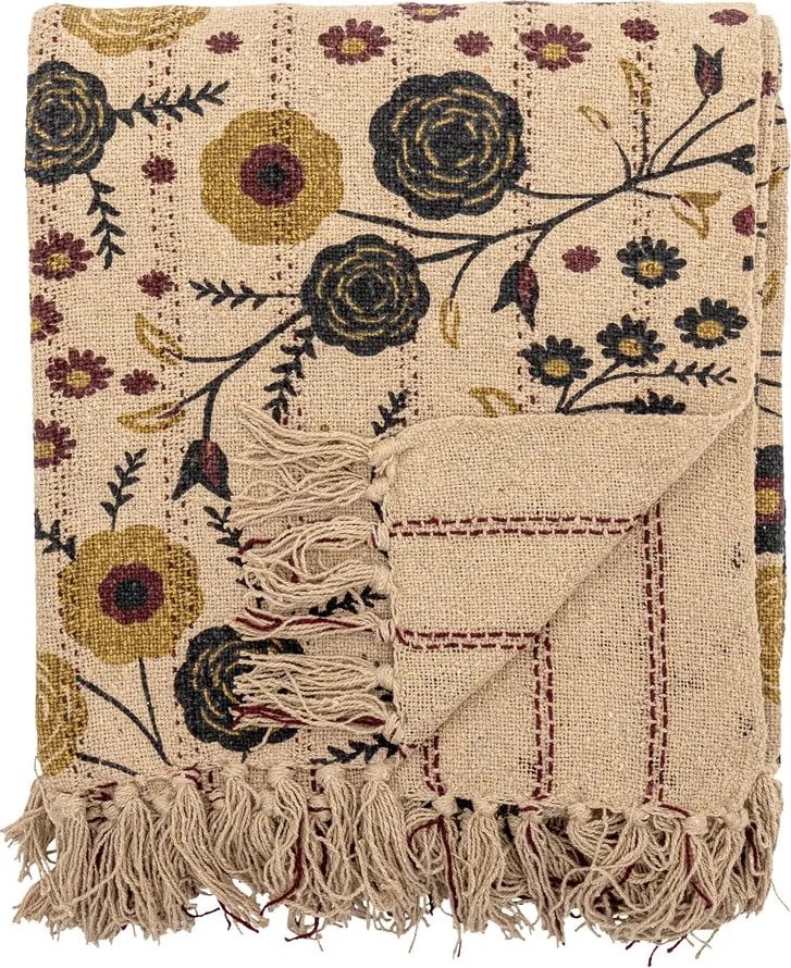 Pătură maro din bumbac reciclat 130x160 cm Eydis – Bloomingville