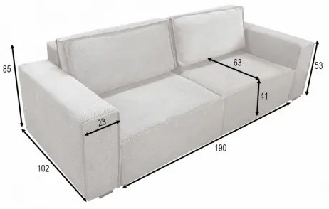 Canapea extensibilă RONDA, 3 locuri, cu spațiu de depozitare, bej