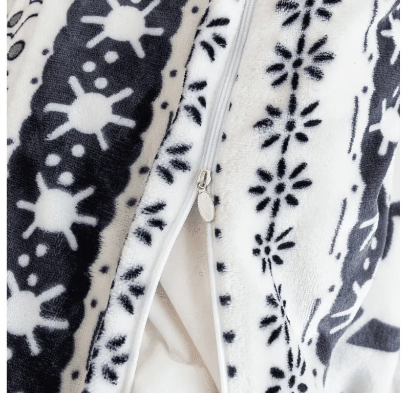 Set de lenjerie cocolino WINTER DEER gri + cearsaf Cocolino microplus SOFT 180x200 cm alb, pat dublu