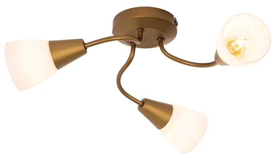 Plafoniera clasică cu spoturi aurie cu sticlă mată rotundă cu 3 lumini - Madi