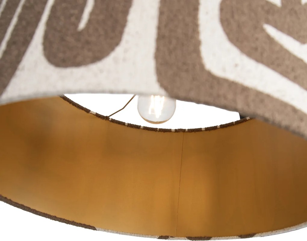 Lampă de podea neagră reglabilă cu abajur cu dungi maro și bej de 50 cm - Editor