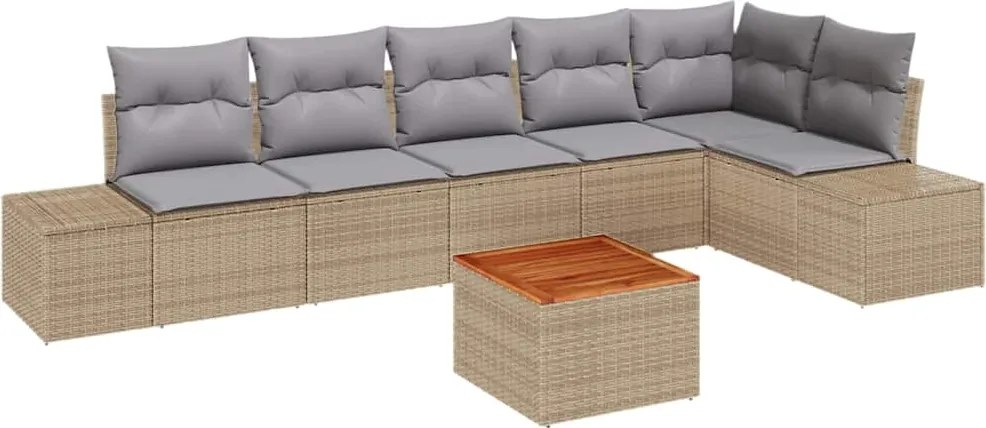 vidaXL Set de canapele pentru grădină 7 pcs Beige și gri deschis