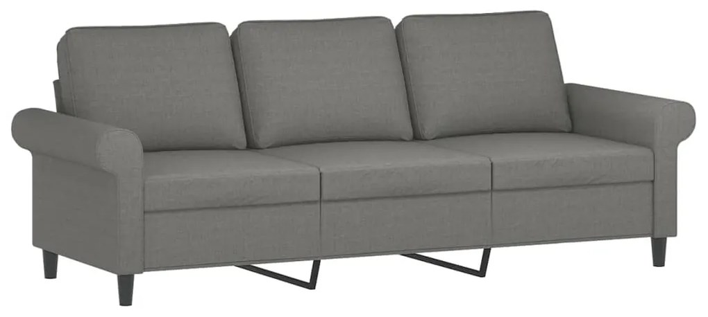 349202 vidaXL Canapea cu 3 locuri, gri închis, 180 cm, material textil