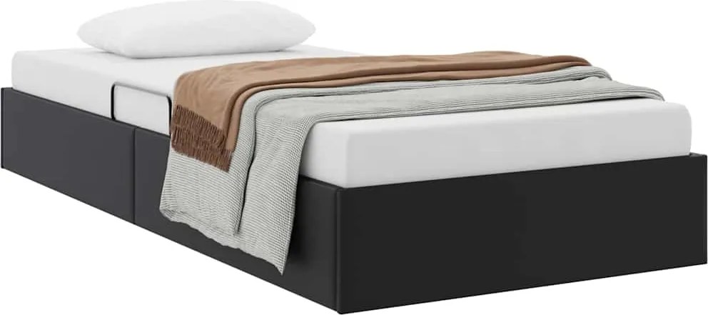 vidaXL Pat cu storage Negru 100 x 200 cm Piele artificială